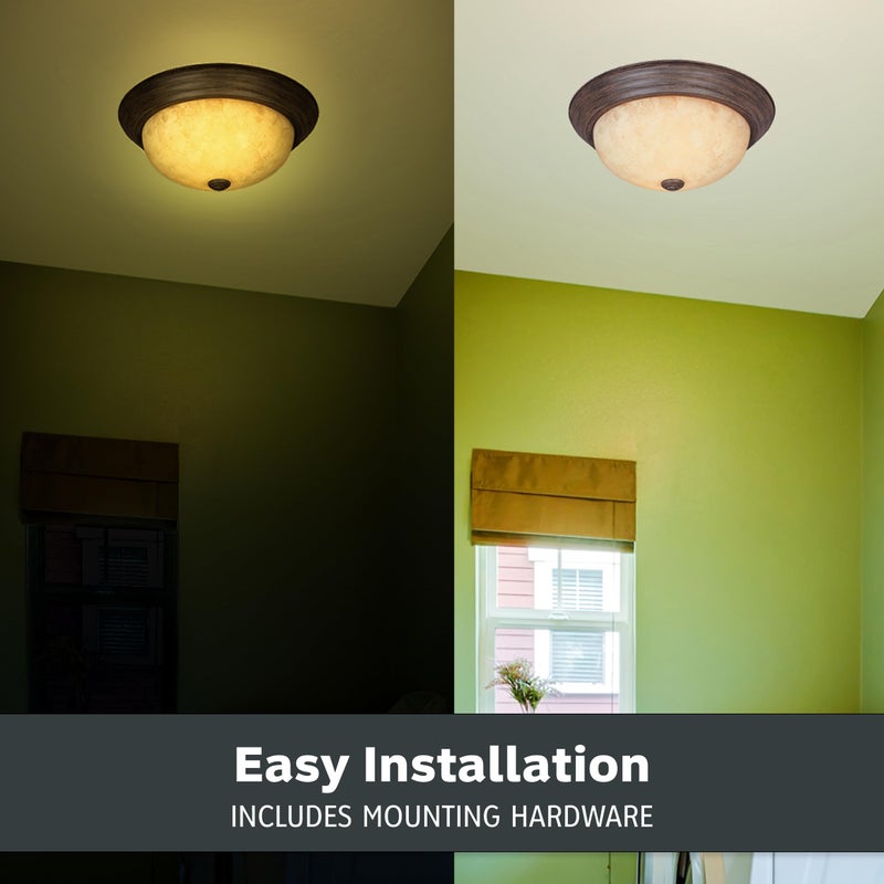 DESIGNERS FOUNTAIN Reedley 2-Lights Flush Mount Ceiling Light, 11 Inch Lighting Fixture for Kitchen, Bedroom, Bathroom, and Hallway, Amber Glass, Warm Mahogany, 1257S-WM-AM - Image 5